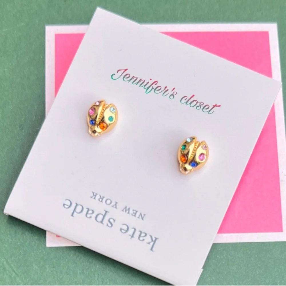 Kate Spade Earrings / Cz Gold-Tone Ladybug Stud Earrings NWT